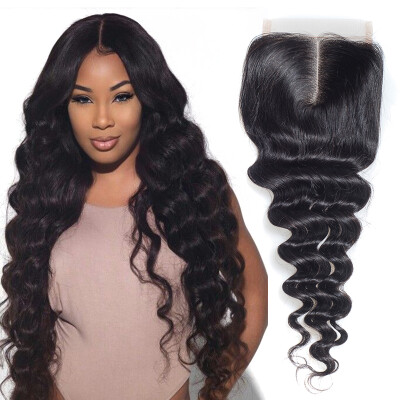 

8A Unprocessed Brazilian Loose Wave Closure Virgin Hair Closure 4*4 Blenched Konts Middle/Free Part Human Hair Lace Closure