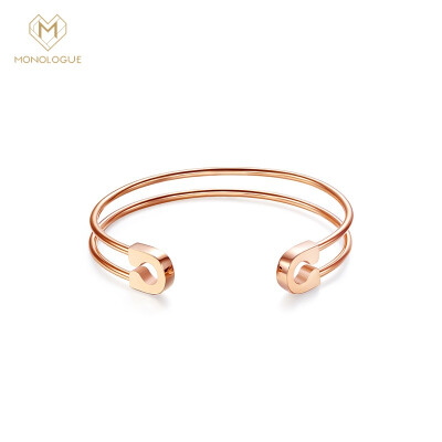 

MONOLOGUE presumptuous geometric buckle half open steel bracelet rose gold ME110 5.4cm