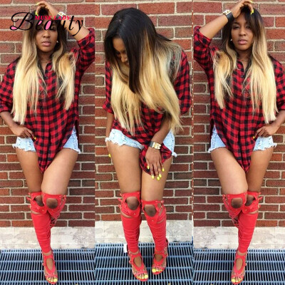 

Muse lady beauty Straight Brazilian Virgin Hair Weave 3 Bundles Two Tone Human Hair 1b/27 Ombre