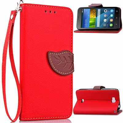 

Red Design PU Leather Flip Cover Wallet Card Holder Case for Huawei Y5cHonor Bee