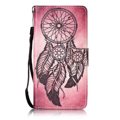 

Maroon Wind Chimes Design PU Leather Flip Cover Wallet Card Holder Case for Huawei Honor 8