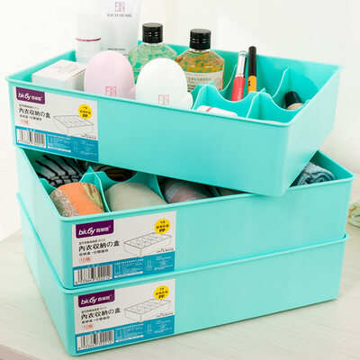 

【Jingdong Supermarket】 Baicao Park (bicoy) plastic storage box underwear storage box storage box 3 sets (10 plastic box blue