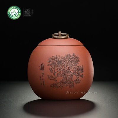 

Red Handmade Yixing Zisha Clay Chrysanthemum Tea Caddy Canister 500ml 169 oz