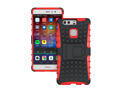 

Huawei P9 CaseGangxun Heavy Duty Armor Dual Layer Rugged Hybrid Hard Shockproof Case with Kickstand for Huawei P9 Cover red