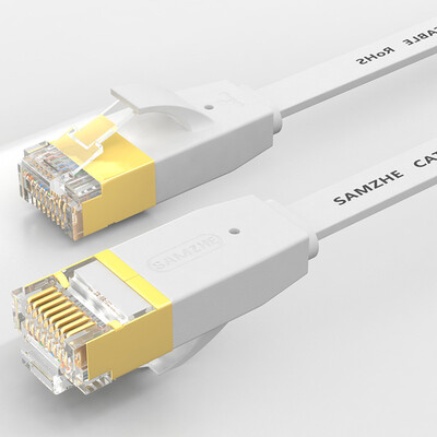 

Shanze (SAMZHE) 6600PBS шесть плоских кабельных сетей безкислородная медь Gigabit позолоченная металлическая головка высокоскоростной компьютер сетевой кабель cat6 класс ультратонкий белый 60 метров