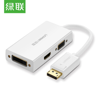 

Green (UGREEN) DP to HDMI / VGA / DVI 3-in-1 Converter 4K HD Adapter Cable Standard DisplayPort Computer Connection TV Projector White 20419