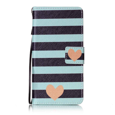 

Blue Stripes Design PU Leather Flip Cover Wallet Card Holder Case for LG K8