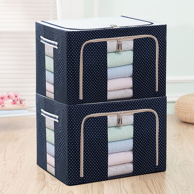 

Sheng Ni Shang Pin Oxford cloth double-sided visible storage box clothes sundries storage box storage box navy blue dot 88L2 only