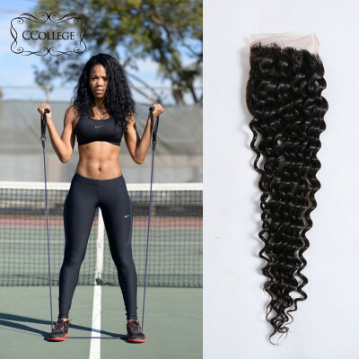 

Grade 8A CCollege Brazilian Virgin Hair Deep Wave Lace Closure 100% Human Hair Weave Brazilian Deep Wave Human Hair Closure