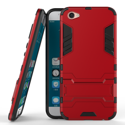 

Red Slim Robot Armor Kickstand Shockproof Hard Rugged Rubber Back Case For VIVO X9