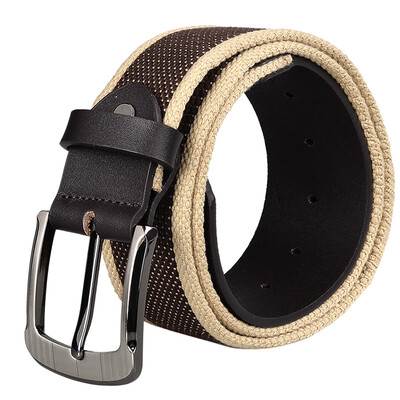 

Бобовые барабаны Мужская поясная пряжка Повседневный холст Спортивный эластичный брючный пояс YD001 Brown