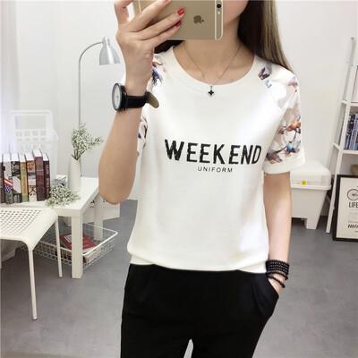 

VIVAHEART Han Fan casual printing wild short-sleeved T-shirt half-sleeved women&39s tide VWTD174231 white M