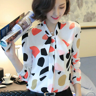 

Xian Ya fashion Slim temperament was thin Korean version of the floral wave point bottom shirt female tide zx16021713 red dot