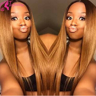

7A Brazilian Virgin Hair Silky Straight Human Hair Wigs Two Tone 430 Ombre Lace Front Perruque For BlackWhite Women