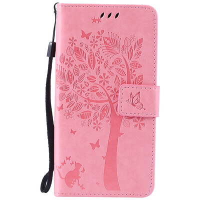 

Pink Tree Design PU Leather Flip Cover Wallet Card Holder Case for SONY M4