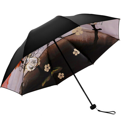 

Paradise umbrella UPF50 Vinyl transfer three fold sun umbrella sunny umbrella 31821E map orange