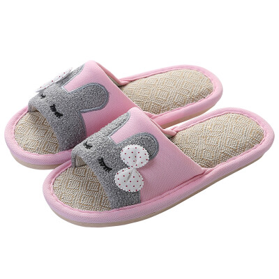 

Jingdong supermarket] set pure JICHUN slippers linen slippers breathable non-slip couples home drag women pink 39-40 yards (for 37-38 yards) 17003