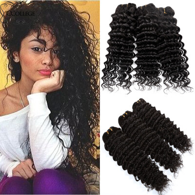

Grade 8A Brazilian Deep Wave Virgin Hair 3Pcs Lot CCollege Hair Company Brazillian Hair Extensions Soft And Thick Hair Bundles