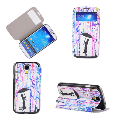 

Girl under Umbrella Design PU Leather Flip Cover Wallet Card Holder Case for Samsung Galaxy S4 I9500