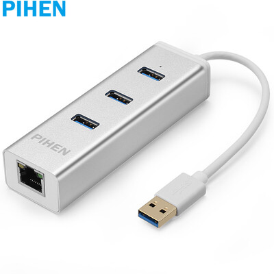 

PIHEN PH-WKH01 USB card wired USB splitter HUB hub USB to RJ45 network port notebook network card USB30 Gigabit Ethernet metal silver