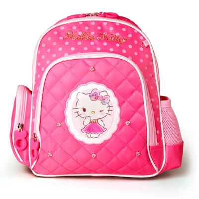 

Hello Kitty (hellokitty) KT1045A Корейский детский сад школьный портфель женщины 3-4-5 лет детский пакет мешок хребет мешок роза красный