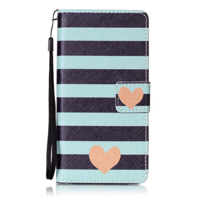 

Blue Stripes Design PU Leather Flip Cover Wallet Card Holder Case for Sony Xperia XA