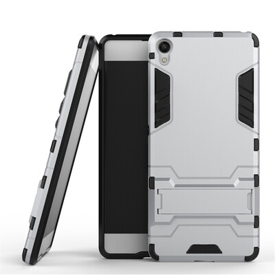 

Серебряный Slim Robot Armor Kickstand Ударопрочный жесткий корпус из прочной резины для SONY Xperia XA