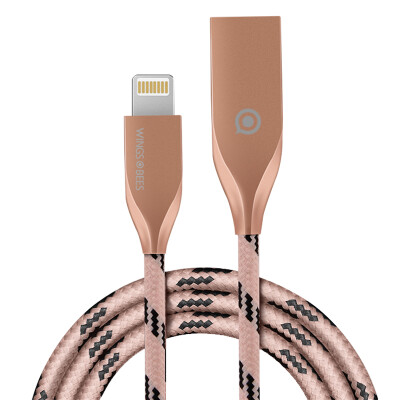 

Bee wing apple 6 / 6S / 7 data cable X5 zinc alloy 1 m rose gold mobile phone charger line power cord support iphone5 / 5s / 7P / SE / ipad air mini