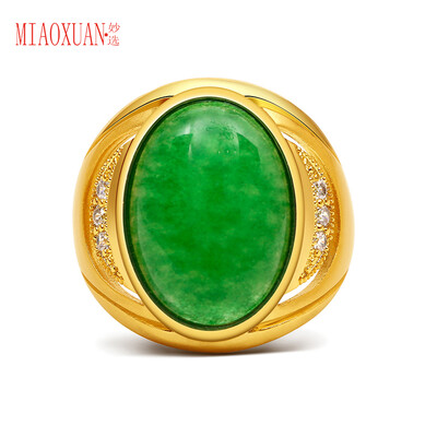 

MIAOXUAN Man’s Opening Golden-plated Ring Emerald Accessories