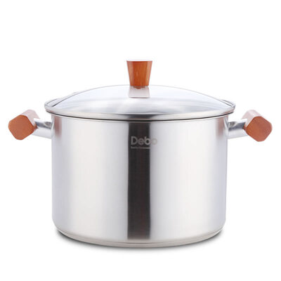 

Debo Германия Харбург платина нержавеющей сталь Stockpot двойное дно под прямым углом к ​​деревянной ручке антипригарной 24см толщины без покрытия