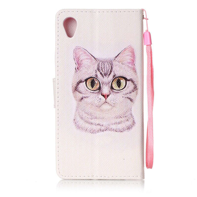

Короткие волосы Cat Дизайн PU кожа флип Обложка Кошелек Карты Держатель чехол для Sony Xperia X