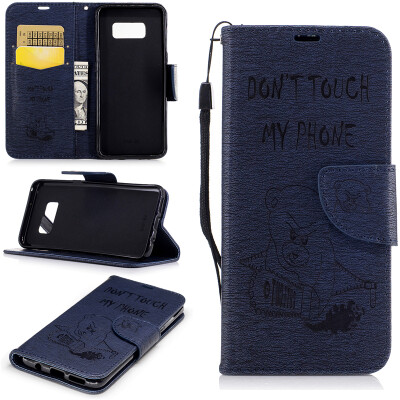 

Deep Blue Bear Style Embossing Classic Flip Cover with Stand Function and Credit Card Slot for Samsung Galaxy S8