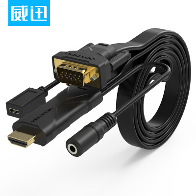 

Weining (VENTION) hdmi to vga line со звуковым разъемом для подключения телевизора высокой четкости hdim видео конвертация линейный дисплей линия проектора 2 метра черный ABCBH