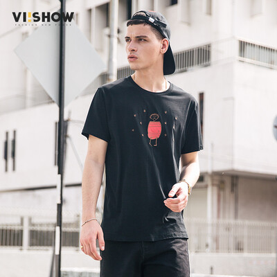 

Wei Xiu viishow round neck collar short-sleeved T-shirt male short-sleeved short T graffiti printing shirt TD16011721 black L