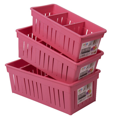 

Jingdong supermarket] according to the empire EDO office table grid box storage box large and small set of pink 111719