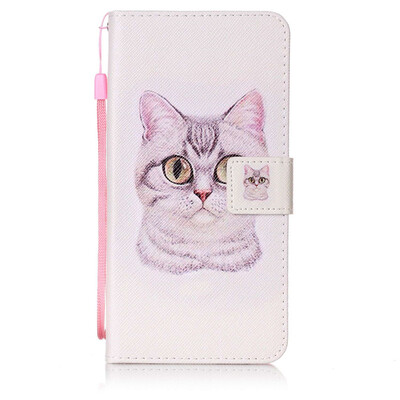 

Short Hair Cat Design PU Leather Flip Cover Wallet Card Holder Case for Lenovo A7000