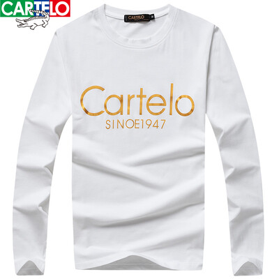 

CARTELO Крокодил CARTELO с длинным рукавом Футболка Мужская Комфортная Дикая мода Печать Круглый воротник Мужская футболка 16057KE9537 Белый 3XL