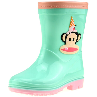 

【Jingdong supermarket】 PaulFrank mouth monkey rain boots in the tube waterproof plastic shoes sets of shoes children men and women baby fashion boots PF1003 green 24 yards