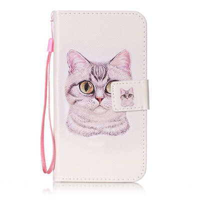 

Короткие волосы Cat Дизайн PU кожа флип Обложка Кошелек Карты Держатель чехол для LG K10