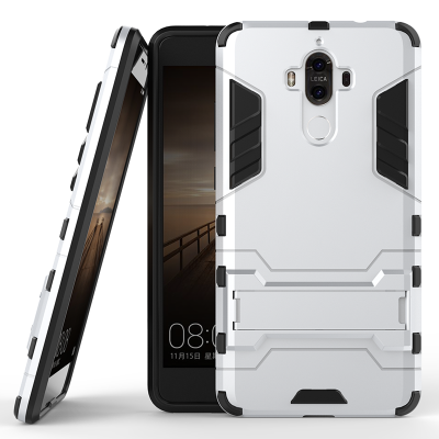 

Silver Slim Robot Armor Kickstand Shockproof Hard Rugged Rubber Back Case For HUAWEI Mate 9