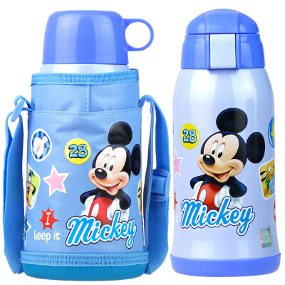 

Disney (DISNEY) baby double covered straw cup baby drink stainless steel insulation kettle (including portable cup) 550ML Mickey Blue