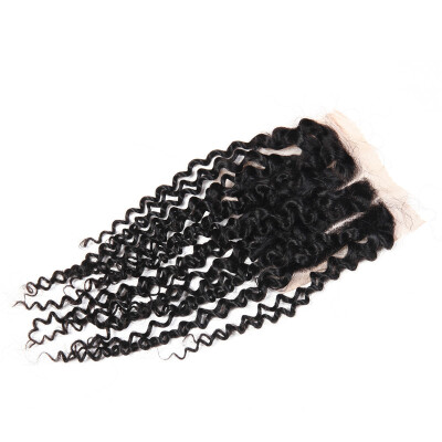 

6A Malaysian Kinky Curly Closure Grade Unprocessed Virgin Malaysian Human hair Kinky Curly Natural Black #1B No Tangle On Sale