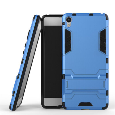 

Blue Slim Robot Armor Kickstand Shockproof Hard Rugged Rubber Back Case For SONY Xperia XA