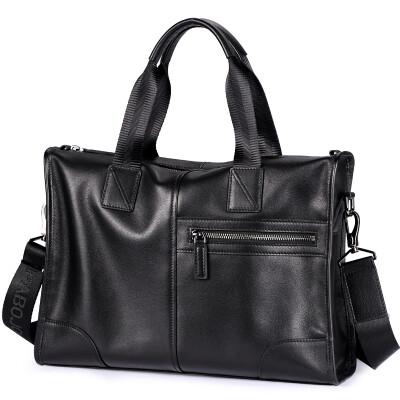 

Pabojoe male bag delicate soft first layer leather bag business casual portable shoulder bag Messenger bag PBJ5997A black