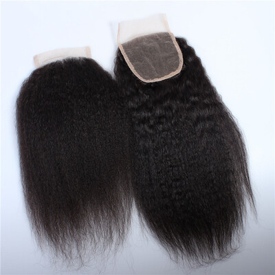 

Favor Hair Kinky Straight Lace Closures Thick 4x4 Inch Brazilian Human Hair Closures For Black Women
