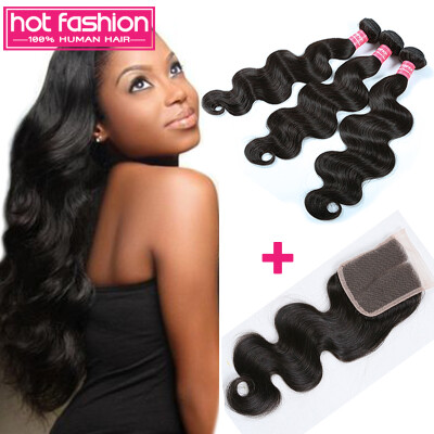 

8A Brizilian Virgin Hair Body Wave 3 Piece With Closure Unprocessed Virgin Hot Fashion Company Brazilian Body Wave Hair On Sale