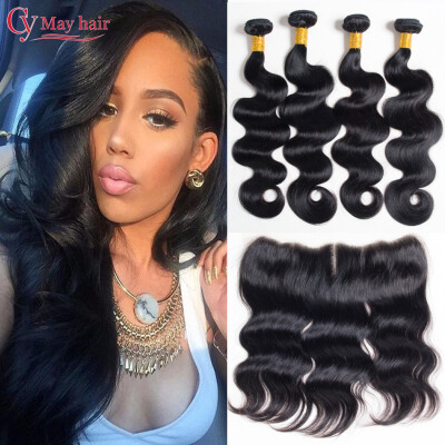 

Cy May Hair 8A 13X4 Ear To Ear Lace Frontal Closure With Bundles Brazilian Virgin Hair Body Wave With Lace Frontal Closure