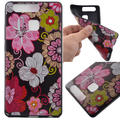 

Color flowers Pattern Soft Thin TPU Rubber Silicone Gel Case Cover for HUAWEI P9