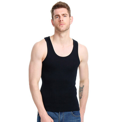 

Arctic velvet cotton vest 1 piece fitted with thread sports elastic Slim Vest Men&39s underwear black BJRBX