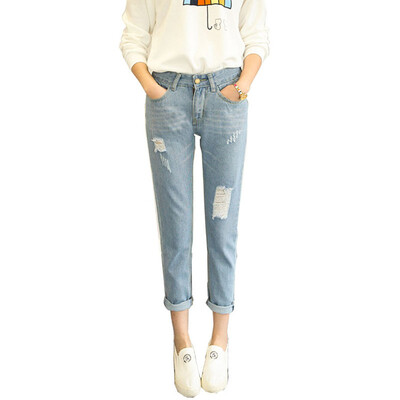 

Long Yue Women Korean Corners Jeans Simple Loose Pants LWKN172423 Light Blue 27